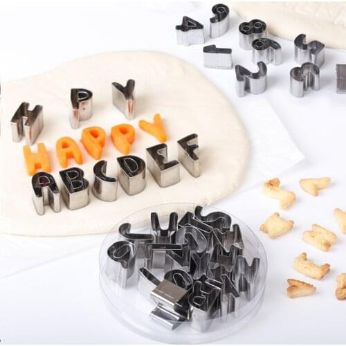 26pc Stainless Steel Alphabet Cookie Cutter Baking Mold Metal Letter Fondant Fruit Mould For Kitchen Pastry Cake Decorating Tool