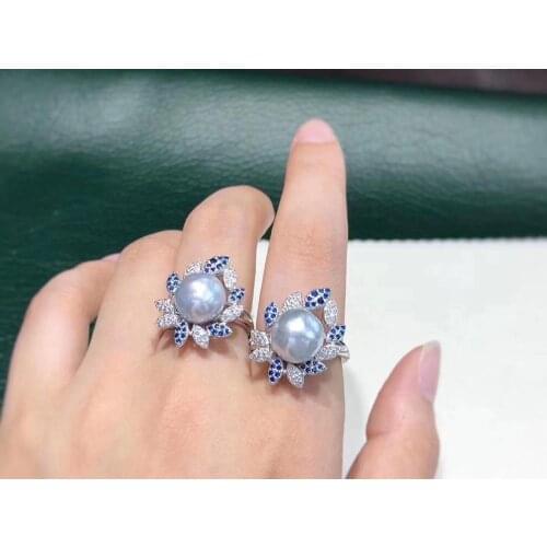 3 COLOR 925 Sterling Silver Ring Finger Ring Settings Findings Base Adjustable Jewelry Parts Fittings Accessories for Pearls