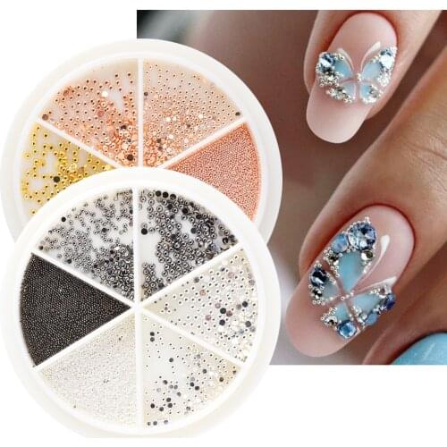 3D Nail Art Decoration 0.5-1.5mm Beads Mini Caviar Metal Ball Silver Shinny Jewelry Studs Manicure Nail Charms Accessory GL1876