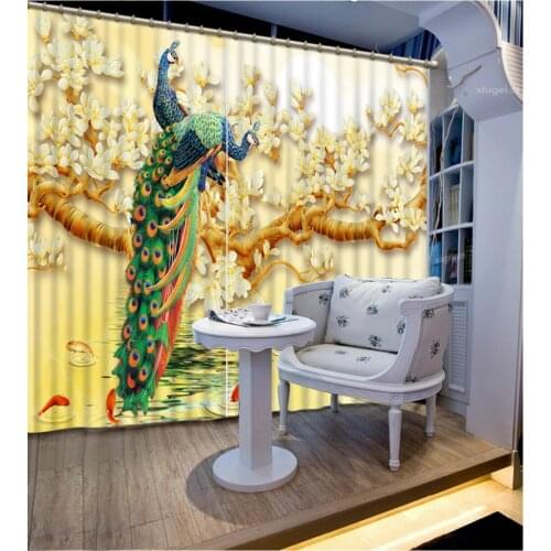 3d Curtains Blackout for Living Room Kids Bedroom Fabric peacock curtains