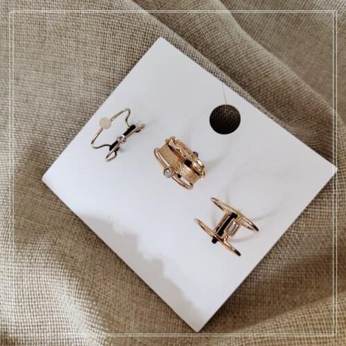 6 Pcs/Set New Fashion Sweet Gold Color Alloy Crystal Rings Set Finger Jewelry Party Gift for Women