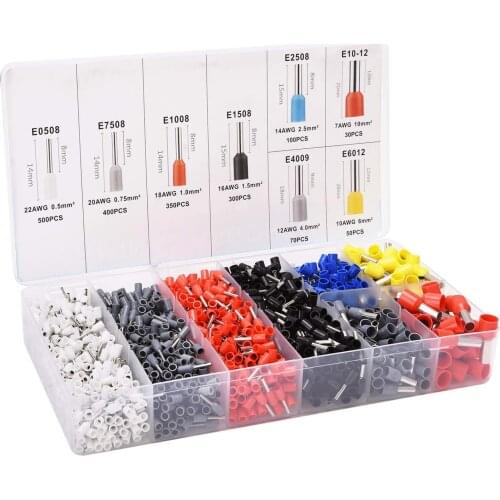 Assortment Ferrule Wire Copper Crimp Connector, Wire Terminal Kit, Insulated Cord Pin End Terminal Electrical Crimper Terminator