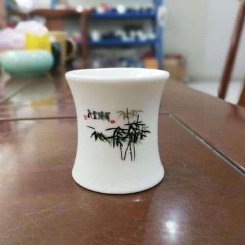 40ml 2pcs set Slim Waist Ceramic Shot Glass Plum Qing Lotus Stemless Sake Cup Home Bar Restaurant Rice Wine Set Plant Cup Set