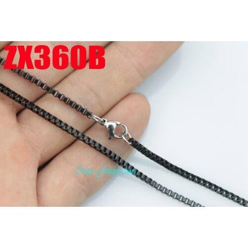 Black color stainless steel necklace 2mm fashion box chain Jewelry man male women lady fashion chains ZX360B