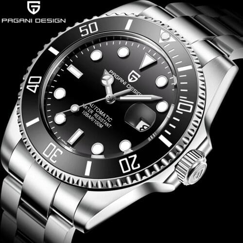 PAGANI Design Brand Luxury Men Watches Automatic Black Watch Men Stainless Steel Waterproof Business Sport Mechanical Wristwatch