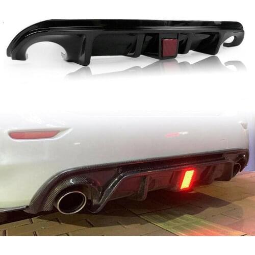 Car Rear Bumper Diffuser Spoiler with Light for Infiniti Q50 2014-2017 Car Modification Posterior Lip Body Kit Carbon Fiber