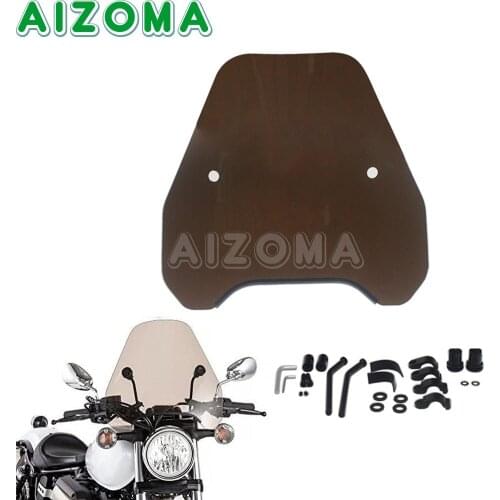 For Harley BMW Cafe Racer Suzuki Honda 7/8'' & 1'' Handlebar Motorcycle Smoke Windshield WindScreen Wind Deflector Protector