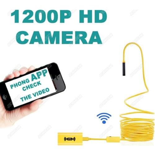 Endoscope Camera WiFi 8mm Lens 1200P HD IP68 Warterproof Endoscope USB Mini Camera Borescope For Android iPhone Windows