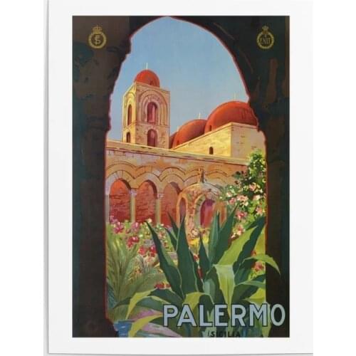 Canvas HD Prints Pictures Palermo Sicily Wall Art Painting Vintage 1920s Home Decor Modular Italian Travel Poster Living Room
