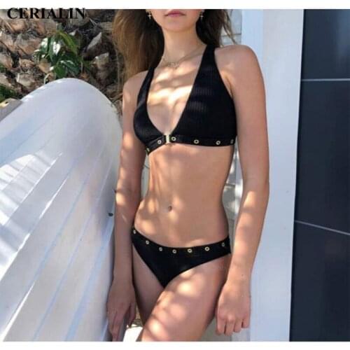 4 Colors Y-type Two Piece Bikini Set Women Swimsuit Female Swimwear Fashion Comfortable Beachwear Front Closure Bathing Suit
