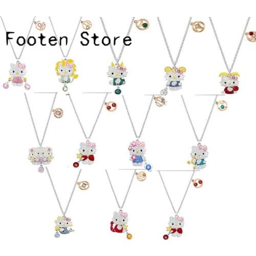 SWA Fashion Charm High Quality Jewelry Cute Twelve Constellation Cartoon Crystal Necklace Clavicle Chain Jewelry For Women