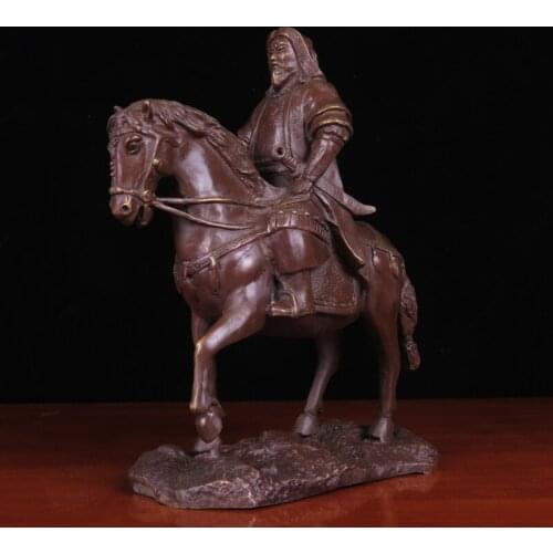 Mongolia Mongol Great man Genghis CHENG JI SI HAN BRONZE carving Home store Company Decorative statue