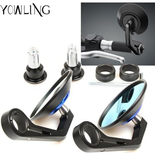 CNC Motorcycle 7/8" 22mm handle bar grips Bar End Mirrors Motorcycle Rearview Mirror For kawasaki z800 z750 yamaha r6 V-MAX MT03