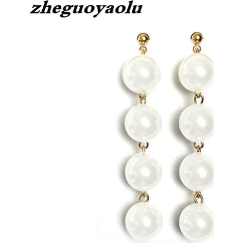 New Brand Bijoux Fashion Dangle Earring Gold Charm Pearl Drop Bead Stassel Drop Earrings Womens Jewelry Gift