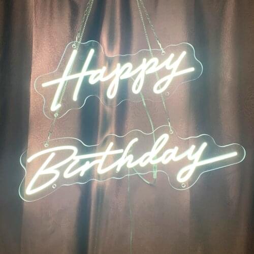 OHANEONK Happy Birthday LED Neon Sign Custom Made Wall Lights Party Wedding Shop Window Birthday Decoration Drop Shipping