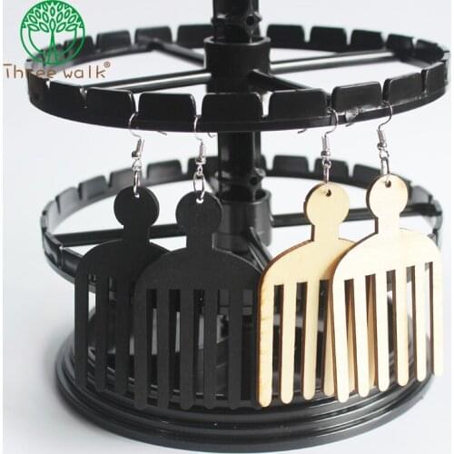 Wholesale Price Natural African Comb Wood Earrings Afro Women Pick Gift Wooden Jewelry