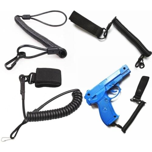 Tactical Anti-lost Elastic Lanyard Gun Rope Military Spring Safety Belt Strap for Key Ring Chain Flashlight Hunting Accessories
