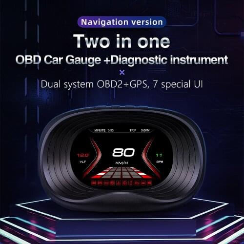 WiiYii 2020 Car HUD OBD+GPS 2 IN 1 Head Up Display P20 Optional Navigation On-board Computer HUD Gauge Display Digital Odometer