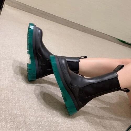 Genuine Leather Womens Martin Boots 2021 Spring New Womens Thick-soled Round Toe Short Boots First Layer Cowhide Boots