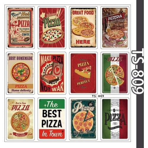 12 Pcs cartoon pizza can be used for water cup/computer/refrigerator/motorcycle/helmet/skateboard/guitar/handbook sticker
