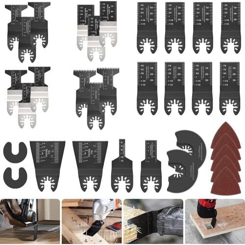 28/33 Pcs Universal Saw Blade Set Wood Metal Plastic Oscillating Multi Tool Quick Release Saw Blades for Fein Multimaster Power