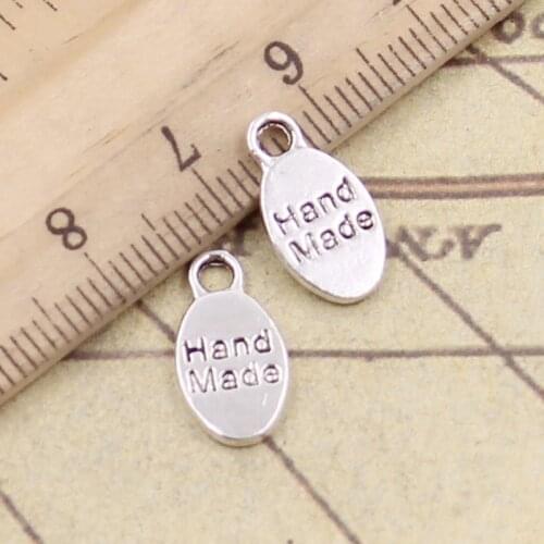 30pcs Charms Plates Hand Made 15x8mm Tibetan Bronze Silver Color Pendants Antique Jewelry Making DIY Handmade Craft