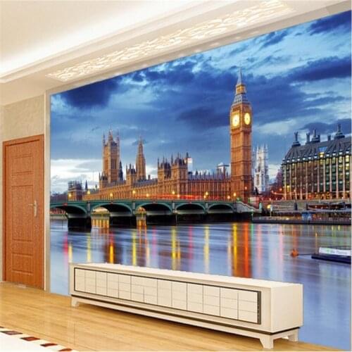 Beibehang Custom 3d wallpaper European architecture London Big Ben TV background living room bedroom wall paper