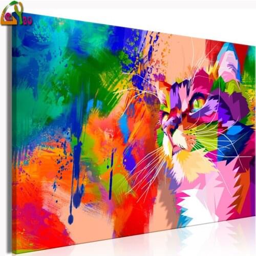 5d Diamond Painting COLOURFUL CAT Diamond Embroidery Mosaic abstract animals Cross Stitch Wall Decoration Handmade Gift