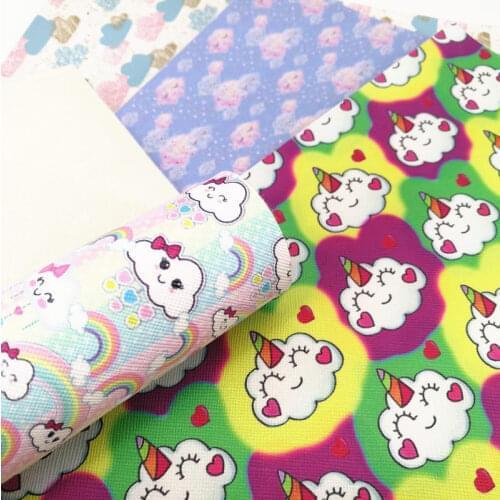 Free shipping A4 20*33CM cloud cartoon print synthetic leather fabric for DIY accessories BHY924