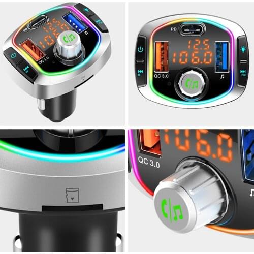 Car Bluetooth FM Transmitter PD 18W Fast Charge Hands-Free Call USB Drive