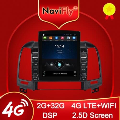 Tesla Style DSP 4 Core Android For Hyundai Santa Fe 2006-2012 Car Multimedia Player Auto Radio GPS 2.5D 4G LTE WIFI Navigation