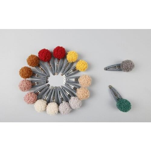 Boutique ins 20pairs Fashion Cute Pom Pom Hairpins Solid Color Ball Barrettes Snap Clips Princess Headwear Hair Accessories
