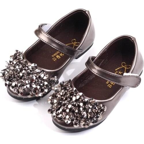 Spring Autumn Girls Shoes Soft bottom Bling Bling Childrens flat shoes Girls Princess shoes chaussure fille black gray silver