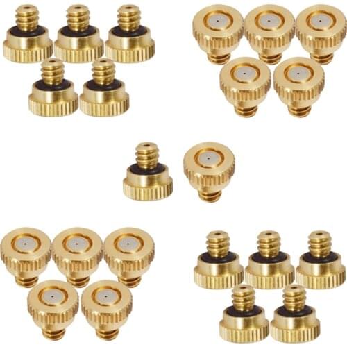 E009 20pcs Threaded Brass Fog Mist Nozzle Misting Fogging Spray Sprinkler Head 0.2mm-0.5mm