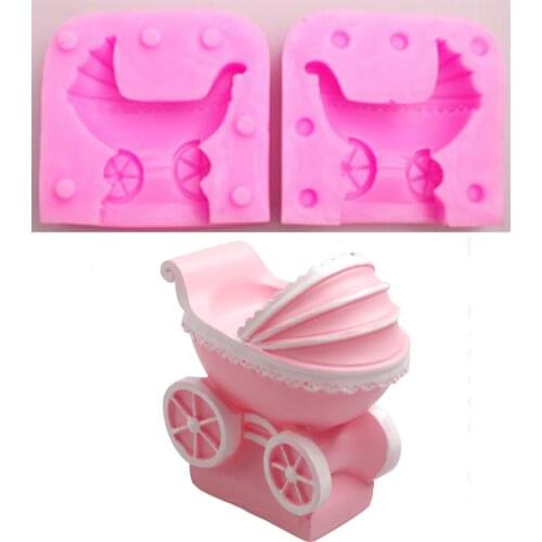 Baby Car DIY Silicone Resin Molds For Baking Kitchen Fondant Cake Moulds Chocolate Tools Wedding Cake Decorating Tools M1097