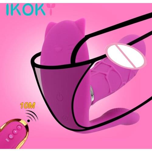 IKOKY Vaginal massage Wearable Dildo Vibrator Panties Remote Control Sex Toys for Women Anal Clitoris Stimulator Heating