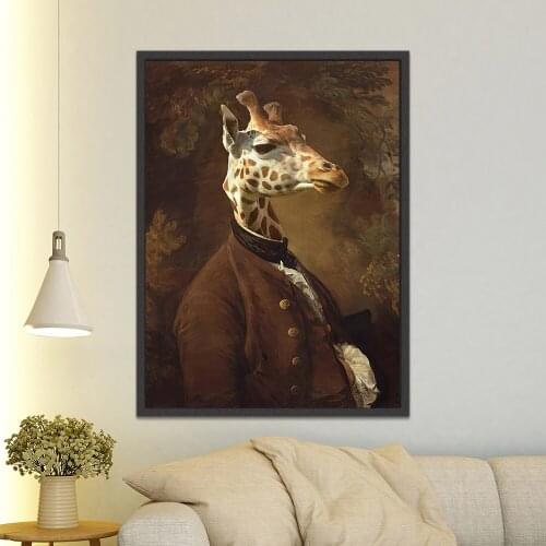 Giraffe in Dress Classical Canvas Paintings On the Wall Art Posters And Printing Wall Pictures for Living Room Home Unstertched