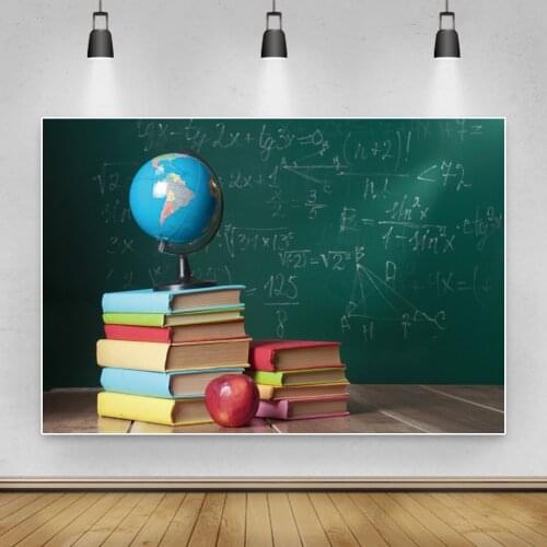 Laeacco Books Globe Apple Black Board Back To School Party Photo Background Photocall Photography Backdrop For Photo Studio
