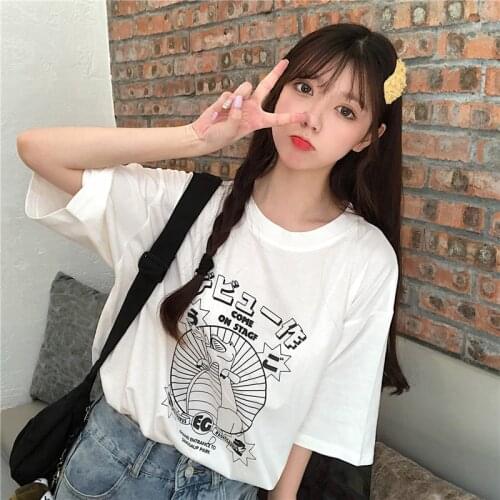 Summer new short T-shirt female Japanese comics print short-sleeved T-shirt tide college style