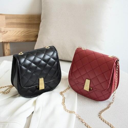Fashion PU Women Crossbody Bag For Women 2020 Quilted Chain Saddle Bags Shoulder Messenger Bag For Ladies Cross Body Bag