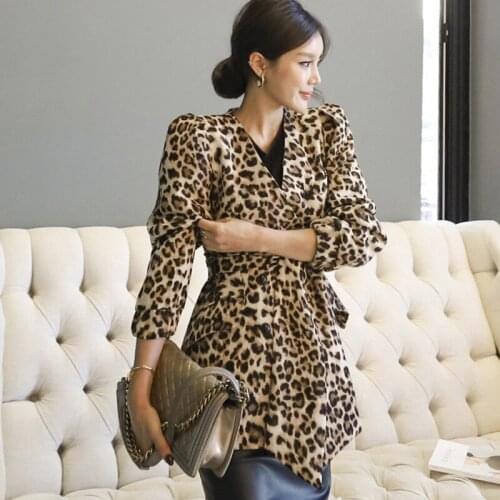 New arrival comfortable fashion leopard holiday coat temperamental high quality work style outdoor cute elegant jacket