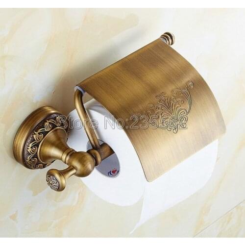 Retro Antique Brass Bathroom Accessories WC Toilet Roll Tissue Paper Holders Wall Mounted lba487