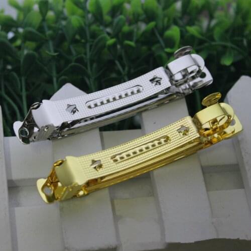 SEA MEW 50 PCS Length 80mm Fashion Metal Stainless Steel Rhodium Gold Spring Clip Base Settings For Women