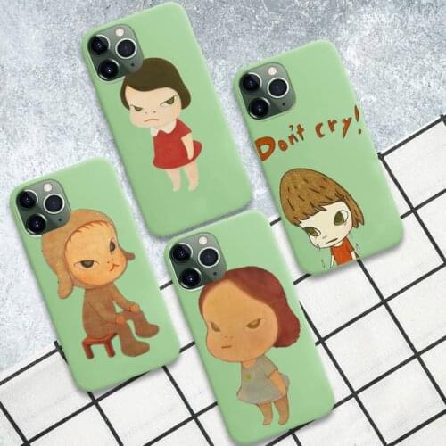 Art Cartoon Yoshitomo Nara Phone Case For Iphone 6 6s 7 8 Plus XR X XS XSmax 11 12 Pro Mini Max Candy Green Silicone Cover