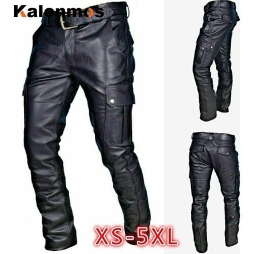 Punk Leather Pants Men Medieval Gothic Long Plus Size Retro Maxi Shirt Cosplay Costume Middle Ages Party Masquerade Large Pants