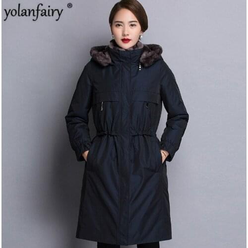 YOLANFAIRY Top Quality Rex Rabbit Fur Warm Coat Real Fur Parka Winter Women Thickening Hooded Jacket casaco YM17DP0055 MF296