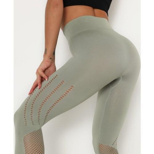 NORMOV Casual High Waist Mesh Stitching Woman Leggings Sports Large Size Pants Fitness Leggings Women New Sexy Pants