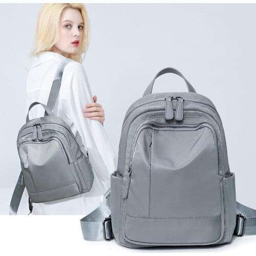 Womens Casual Backpack School Bags for Teenagers Girls Waterproof Nylon High Quality Travel Backpack Black Oxford Female Bags