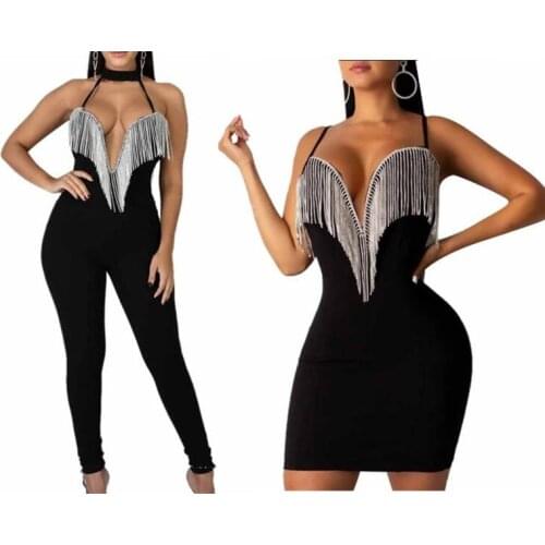 Womens Lady Sequins Tassel V Neck Dress Fashion Ladies Slim Fit Bodycon Mini Dress Bandage Party Evening Club Short Dresses Hot