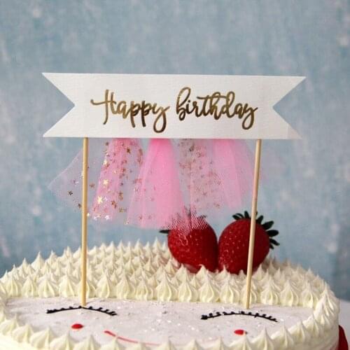 1pc DIY Screen Tassels Unicorn Shape Happy Birthday Cake Ice-cream Toppers Picks Boy Girl Kids Birthday Party Dessert Decor